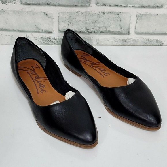 ZODIAC Womens 7 EU37 Black‎ Leather Hill Pointed Toe Slip On Flats - Picture 2 of 9